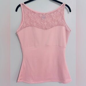 Spanx Light Pink Lace Mesh Detail Tank Top Size Large